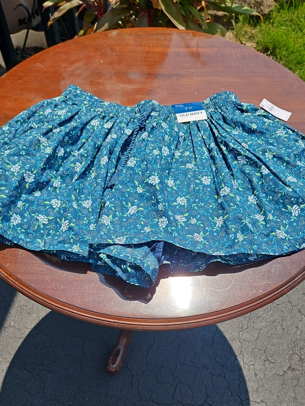 Old Navy Blue Floral Skort with Green Accents